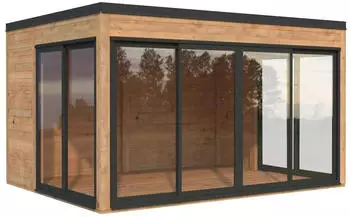 Palmako Gartenhaus Serena 12,6 m&sup2; Set 2 Slide Plus 44 mm hellbraun tauchgrundiert