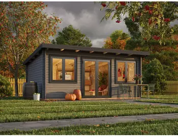 Palmako Gartenhaus Lisandra 19,4 m&sup2; 44 mm dunkelgrau/anthrazit lackiert