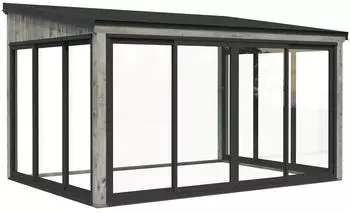 Palmako Glashaus Lumi 11,6 m&sup2; (Wintergartenanbau) - Slide Plus grau tauchgrundiert