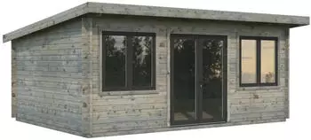 Palmako Gartenhaus Lisandra 19,4 m&sup2; 44 mm grau tauchgrundiert
