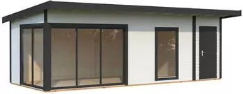 Palmako Gartenhaus Andrea 21,1 m&sup2; Slide Plus 44 mm wei&szlig;/anthrazit lackiert
