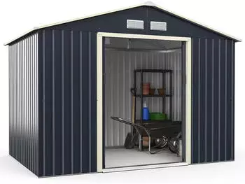 Costway Ger&auml;tehaus Metall mit Schiebet&uuml;r, abschlie&szlig;bar, 277x191x202cm