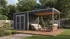 Weka Design-Gartenhaus Batu 28 mm Modern Storage 250 x 200 cm (Batu 1,5) - 300 cm Anbaudach dunkelgrau Vollholz-Doppeltür