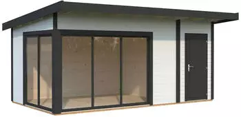Palmako Gartenhaus Andrea 15,2 m&sup2; Slide 44 mm wei&szlig;/anthrazit lackiert