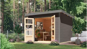 Karibu Pluto 6 B 309 x 292,4 cm Holz Terragrau/Grau