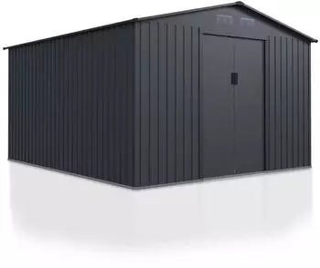 Juskys Metall Ger&auml;teschuppen XXL mit Pultdach Dunkelgrau