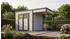 Weka Design-Gartenhaus Batu 28 mm Modern Storage 250 x 250 cm (Batu 2) + 150 cm Anbaudach hellgrau Rahmen-Doppeltür