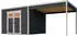 Weka Design-Gartenhaus Batu 28 mm Modern Storage 300 x 300 cm (Batu 3) + 300 cm Anbaudach dunkelgrau Rahmen-Doppeltür