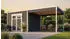 Weka Design-Gartenhaus Batu 28 mm Modern Storage 300 x 300 cm (Batu 3) + 300 cm Anbaudach dunkelgrau Rahmen-Doppeltür