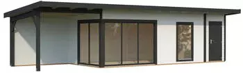Palmako Gartenhaus Andrea 21,1 + 7,9 m&sup2; Slide Plus 44 mm wei&szlig;/anthrazit lackiert