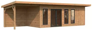 Palmako Gartenhaus Aurelia 19,2+7,9 m&sup2; 44 mm hellbraun tauchgrundiert