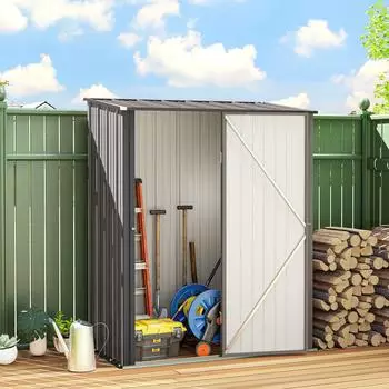 Outsunny Metall Ger&auml;tehaus 1,34m 161,5 x 94,5 x 196cm hellgrau