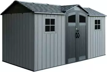 Lifetime Kentucky Gerätehaus Kunststoff mit Boden, 2x4m, Dunkelgrau, Doppeltür