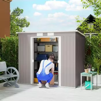Outsunny Metall Ger&auml;teschuppen 2,42 m&sup2; Pultdach
