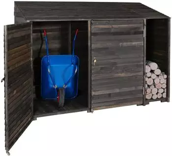MCW Ger&auml;teschuppen J75 Holz gebeizt 180x250x93cm Anthrazit-Grau (MCW-J75)