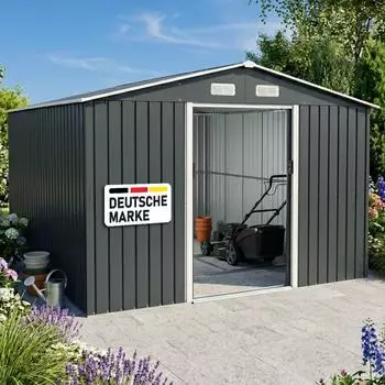Brast Metall-Ger&auml;tehaus Satteldach Doppelschiebet&uuml;r Anthrazit 278x172x192cm