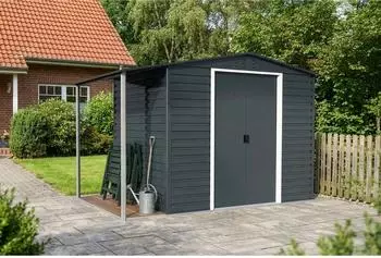 Duramax Alpine Metall-Gerätehaus mit Anbau 320,9x183cm Anthrazitgrau (D7.1.00028)