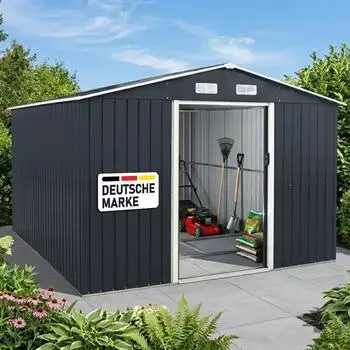 Brast Metall-Ger&auml;tehaus Satteldach Doppelschiebet&uuml;r Anthrazit 278x302x192cm
