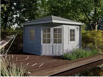 Fjordholz Holz-Gartenhaus 5-Eck Modell Evelyn 3A Grau Imprägniert