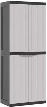 vidaXL Gartenschrank grau und schwarz 65x37x165cm PP (364201)