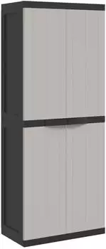 vidaXL Gartenschrank grau und schwarz 65x37x165cm PP (364200)
