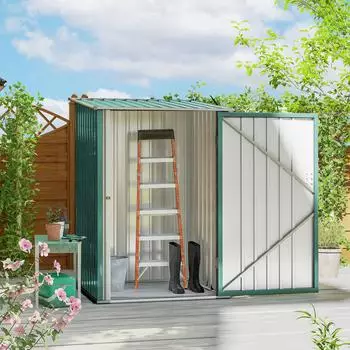 Outsunny Metall Pultdach Abschließbare Tür 100x103x160 cm Grün