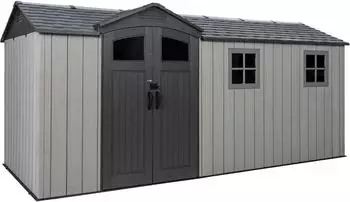 Lifetime Idaho Gerätehaus Kunststoff, dunkelgrau, mit Boden, 2x5m