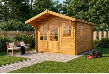 Alpholz Gabriel Gartenhaus Holz, Pinie imprägniert, 338x467cm, 28mm Wandstärke