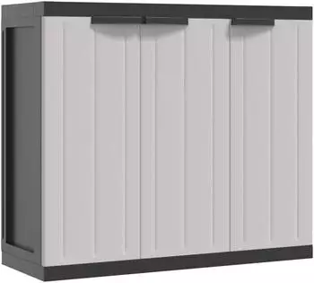 vidaXL Gartenschrank grau und schwarz 97x37x85cm PP