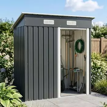 Brast Ger&auml;tehaus Metall Pultdach Schiebet&uuml;r 163x89x180cm