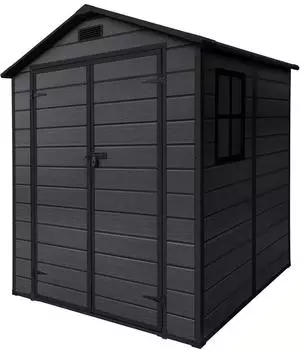 ECD Germany Gerätehaus Kunststoff mit Boden, Satteldach, dunkelgrau, 5m³, 151x182x220cm (490018290)