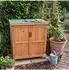 Relaxdays Gartenschrank, Holz, aufklappbares Dach, hellbraun/dunkelgrün, 88x75x44cm