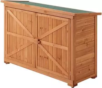 en.casa Kerteminde Ger&auml;teschrank 88x128x50cm, 2 T&uuml;ren, Tannenholz, Bitumendach