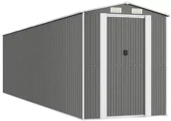 vidaXL Ger&auml;tehaus hellgrau 192x772x223 cm, verzinkter Stahl (3147445)