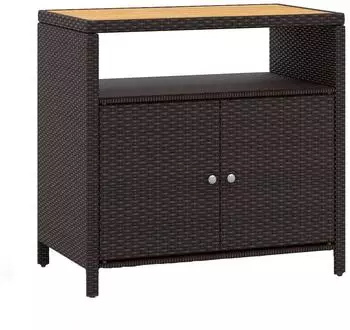 Costway Gartenschrank 2-türig, Rattan, Akazienholz-Arbeitsplatte, 90x53x86cm (TI94461DE)