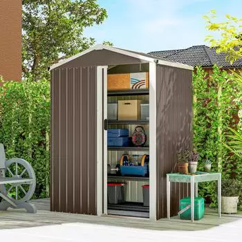 Outsunny Gerätehaus Metall Satteldach Schiebetür 1,1m² (84H-457V00BN)