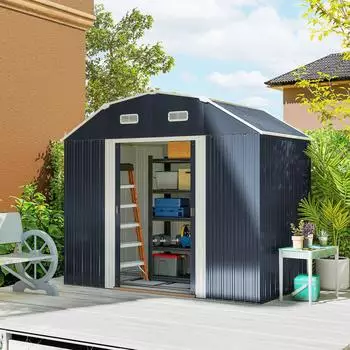 Outsunny Gerätehaus Stahl 2,7m² UV-Schutz, dunkelgrau