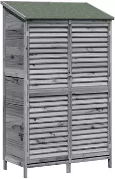 vidaXL Gartenschuppen mit Dach, Fichtenholz massiv, grau, 106x56x176,5cm (42033466)