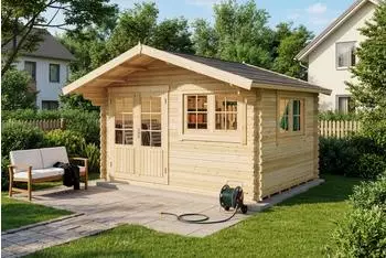 Alpholz Gartenhaus Gabriel 438x367cm, Holz naturbelassen, 28mm Wandst&auml;rke (L1.1.00500.0)
