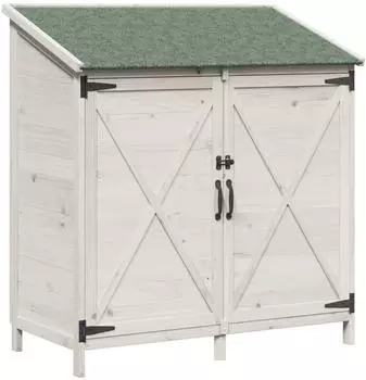 vidaXL Gartenschuppen wei&szlig; 106x56x113,5cm Massivholz Fichte (42033473)