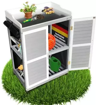 Coemo Lola Gartenschrank Holz, verzinkte Arbeitsplatte, aufrollbare Wände