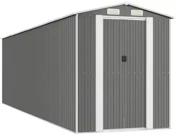 vidaXL Gerätehaus hellgrau 192x689x223cm verzinkter Stahl (3147444)