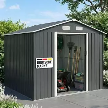 Brast Metall-Ger&auml;tehaus Satteldach Doppelschiebet&uuml;r anthrazit 235x131x192cm