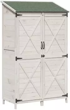 vidaXL Gartenschuppen wei&szlig; 106x56x176,5cm Massivholz Fichte (42033481)