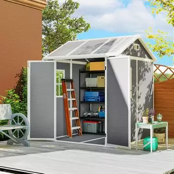 Outsunny Ger&auml;tehaus mit Fenster 181x181x220cm grau (84H-162V00GY)