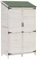 vidaXL Gartenschuppen Wei&szlig; 106 x 56 x 176,5 cm Massivholz aus Fichte