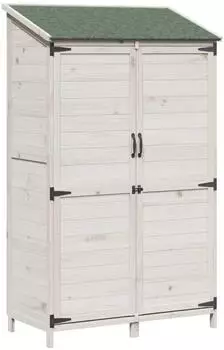vidaXL Gartenschuppen wei&szlig; 106,5x56x176cm Massivholz Fichte (42033449)