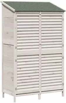 vidaXL Gartenschuppen mit Dach, wei&szlig;, 106x56x176,5cm, Fichte massiv