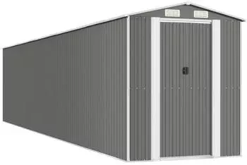 vidaXL Ger&auml;tehaus hellgrau 192x938x223cm verzinkter Stahl (3147447)