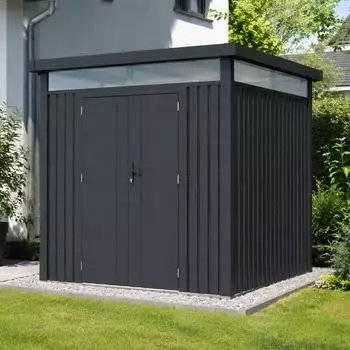Plats Outdoor Solution TOM Metall-Gerätehaus 230×230×222cm, dunkelgrau, Doppeltür